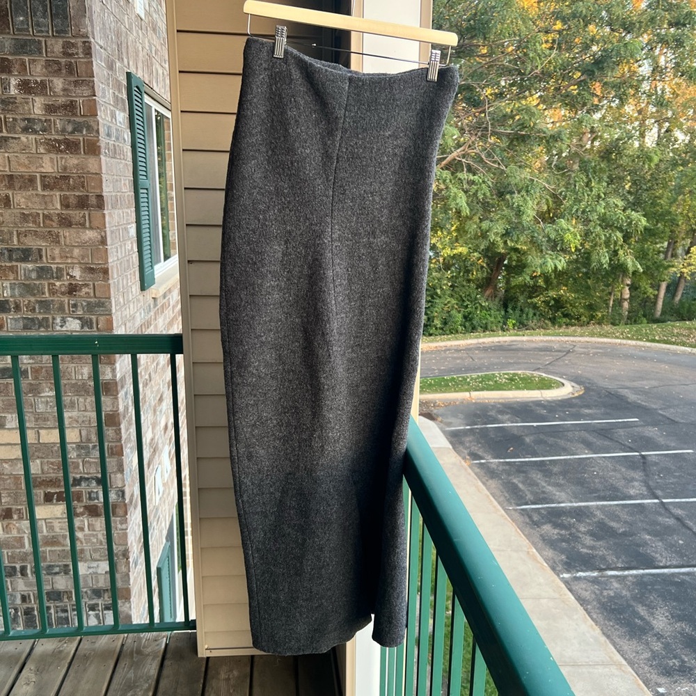 🆕 ZARA 💯Wool Maxi Skirt Gray High Waist Straight Long Midi Collection 12 Size M - Picture 4 of 15